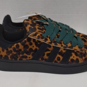 Adidas Leopard Print Sneakers with Teal Laces